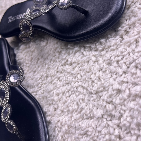 WOMENS BLACK SIZE 7 TOSCANELLA SANDALS WITH RHINESTONE DESIGN SIZE 7 NWOT - Picture 4 of 10